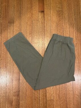 Khaki Green Elastic-Waist Relaxed Pants Size Medium